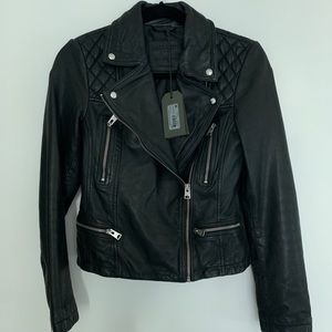 All saints women’s brand new leather jacket black